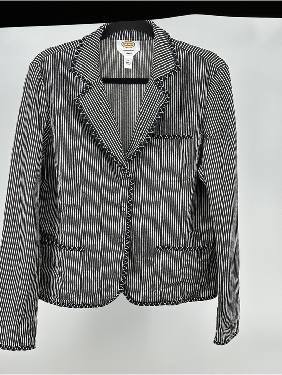 Talbots Jackets & Blazers - Talbots Size 16 Denim Black and White Pinstripe Blazer with Zigzag Trim